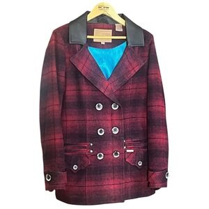 Powder‎ River Outfitters Panhandle Plaid Wool Blend Leather Collar